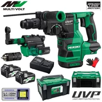 Hitachi (HiKOKI) DH3628DC-WEZ Akkus fúrókalapács porelszívóval MULTI Volt (36V/2x2.5Ah) HITBOX kofferben + AJÁNDÉK
