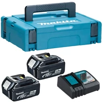 Makita 2db BL1850B akku csomag LXT + DC18RC töltő MAKPAC kofferben (197624-2)
