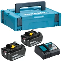 Makita 2db BL1860B akku csomag LXT + DC18RC töltő MAKPAC kofferben (198116-4)