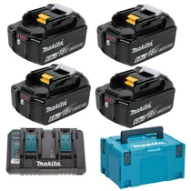 Makita 4db BL1860B akku csomag LXT + DC18RD Dupla töltő MAKPAC kofferben