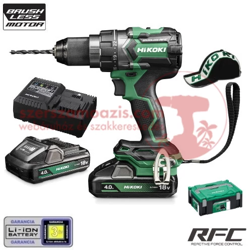 Hitachi (HiKOKI) DS18DC-WHZ Akkus fúró-csavarozó (18V/2x4.0Ah) HITBOX kofferben 