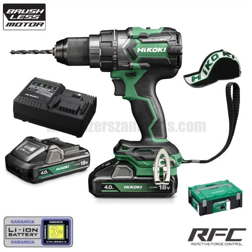 Hitachi (HiKOKI) DS18DC-WHZ Akkus fúró-csavarozó (18V/2x4.0Ah) HITBOX kofferben 