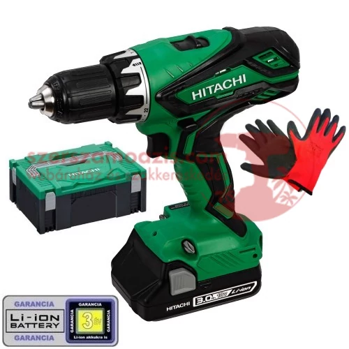 Hitachi DS18DJL-3Ah Akkus fúró-csavarbehajtó (18V/2x3.0Ah) HITBOX kofferben