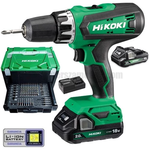 Hitachi (HiKOKI) DV18DF-40030037 akkus Ütvefúró-csavarbehajtó (18V/2x2.0Ah) 100 részes HSC HITBOX kofferben