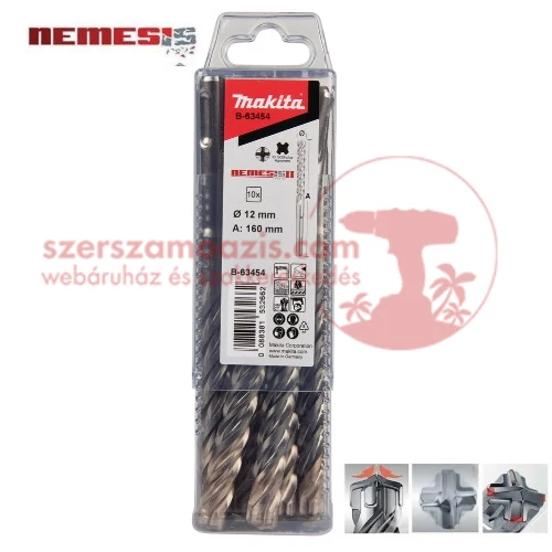 Makita SDS Plus Nemesis fúrószár 10 db-os Ø12x160/110 mm hosszúságú (B-63454)
