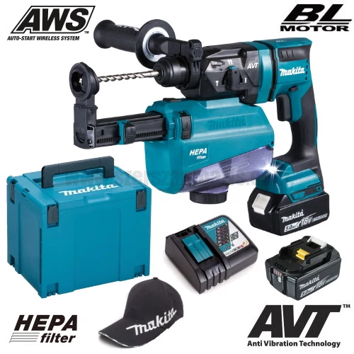 Makita DHR182RTWJ Akkus fúró-vésőkalapács (18V/2x5.0Ah) MAKPAC kofferben 