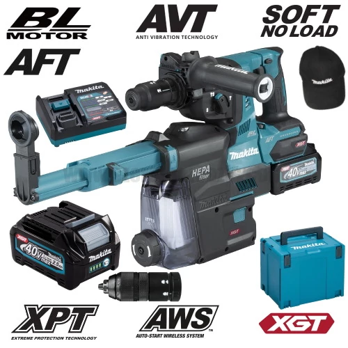 Makita HR002GD203 Akkus SDS Plus fúró-vésőkalapács 40V MAX XGT/2x2.5Ah