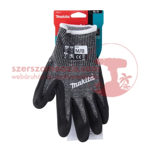 Makita Munkakesztyű mártott nitril bevonattal 7-es vágásbiztos M (P-84713)