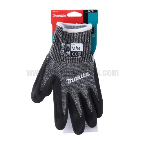 Makita Munkakesztyű mártott nitril bevonattal 7-es vágásbiztos M (P-84713)