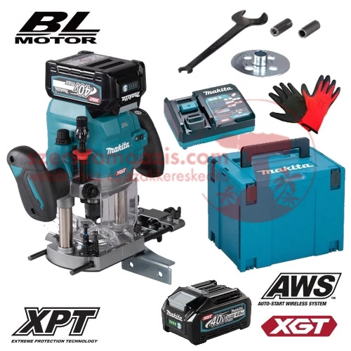 Makita RP001GM201 akkus Felsőmaró 40V MAX XGT/2x4.0Ah MAKPAC kofferben