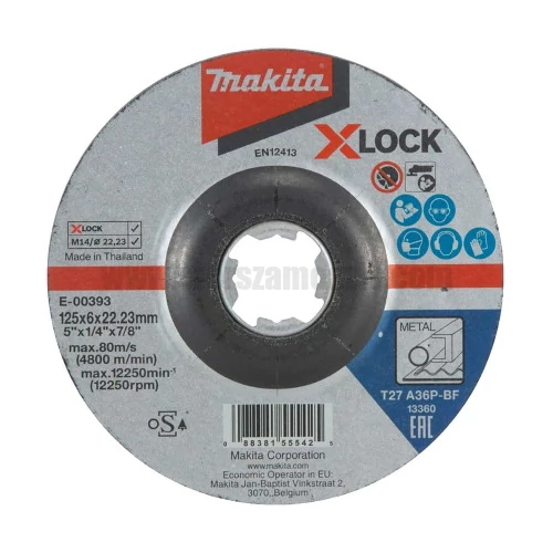 Makita X-LOCK csiszolókorong fémhez acélhoz 125x6mm A36P (E-00393)