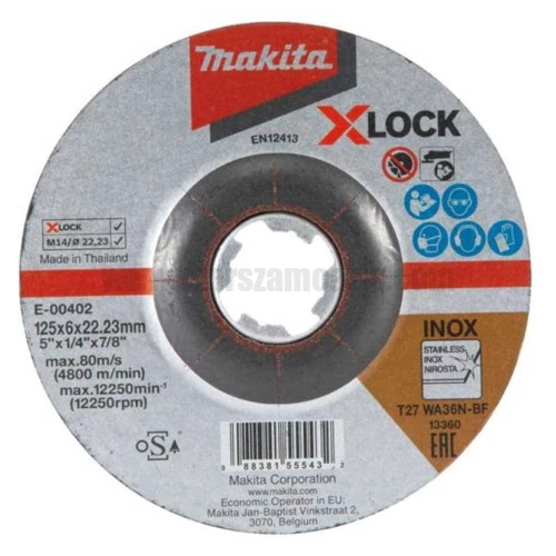 Makita X-LOCK csiszolókorong fémhez acélhoz 125x6mm WA36N (E-00402)